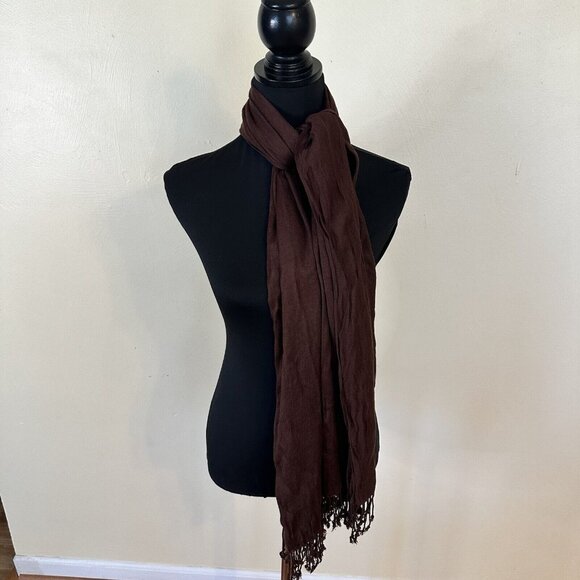 Womens Brown Rayon Scarf Coverup 20 x 70 Fall Colors Scarves Wrap - Picture 5 of 7